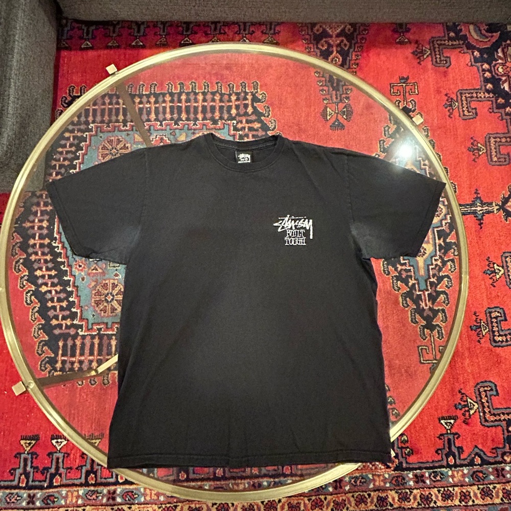 Stussy Black Short Sleeve Tee with White Chest Logo